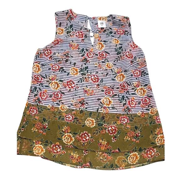 Cabi Penelope tiered abstract floral sheer blouse top women's XS - Picture 1 of 8